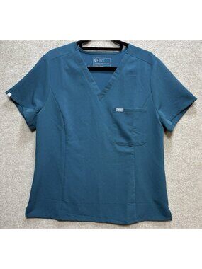 Women'a Figs Scrub Top Medical XXL Green Technical Collection V-Neck Pocket GUC